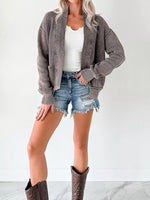 Mineral Wash Exposed Seam Patchwork Knit Open Sweater Cardigan
