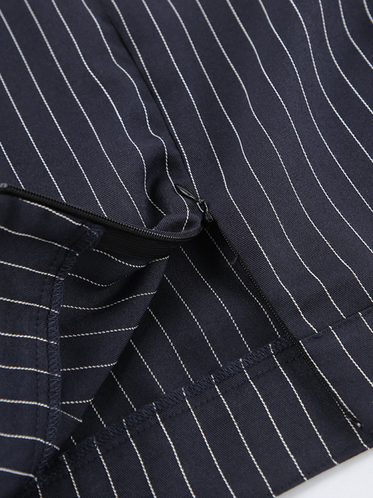 Striped Blazer & Mini Skirt Set with Neck Tie