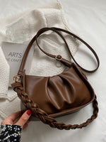Ruched Braided Strap Crossbody Bag