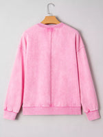 Mineral Wash Crossed Crew Neck Drop Shoulder Loose Sweatshirt