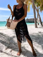 Fringe Scoop Neck Cover-Up - Ladyez