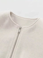 Plus Size Casual Fleece Zip-Up Bomber Jacket