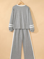 Contrast Trim Round Neck Top and Pants Set