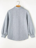 Cable Texture Puff Sleeve Loose Shacket