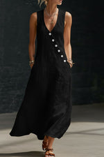 Sleeveless Button-Down Midi Dress