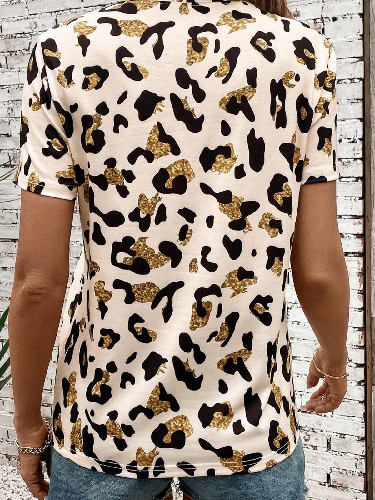 Leopard Print Short Sleeve T-Shirt - Ladyez