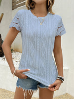 Crochet Lace Short Sleeve T-Shirt - Ladyez