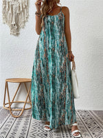 Full Size Printed Scoop Neck Maxi Cami Dress - Ladyez
