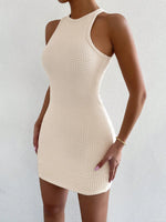 Waffle-Knit Sleeveless Mini Tank Dress