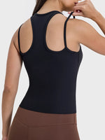 Millennia Cutout Round Neck Racerback Active Tank - Ladyez