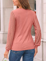 Lace Sleeve Crew Neck T-Shirt