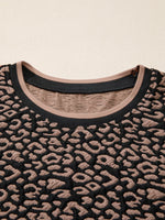 Leopard Print Bubble Sleeve Shift Mini Dress