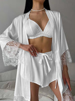 Cami & Lace Trim Cardigan & Shorts Lounge Set