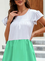 Full Size Color Block Tiered Ruffle Summer Dress Plus Size