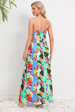 Printed Surplice Maxi Cami Dress - Ladyez