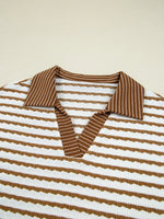 Stripe Collared Top and Drawstring Pant Set