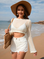 Openwork Long Sleeve Cover-Up - Ladyez