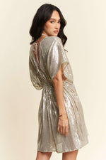 Davi & Dani Sequin Plunge Neck Knot Cut Out Tie Back Party Dress - Ladyez