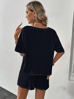 V-Neck Half Sleeve Top and Shorts Set - Ladyez