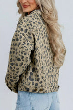 Leopard Print Seam Detail Button Down Denim Jacket