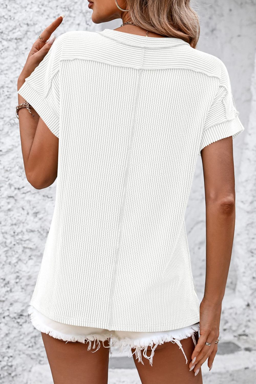 Mandy Striped Round Neck Short Sleeve T-Shirt - Ladyez