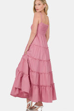 Zenana Woven Smocked Tiered Cami Maxi Dress - Ladyez