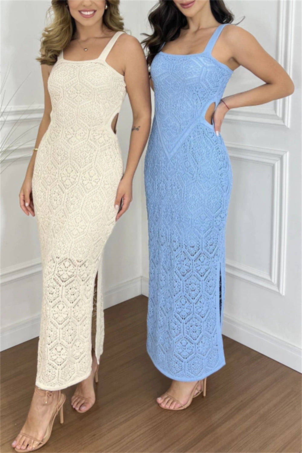 Cutout Side Slit Maxi Tank Dress - Ladyez