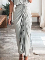 Tie-Waist Button-Down Midi Dress
