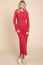 Culture Code Full Size Round Neck Bodycon Bell Maxi Dress - Ladyez