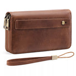 Vintage Style Double Zipper Leather Wallet