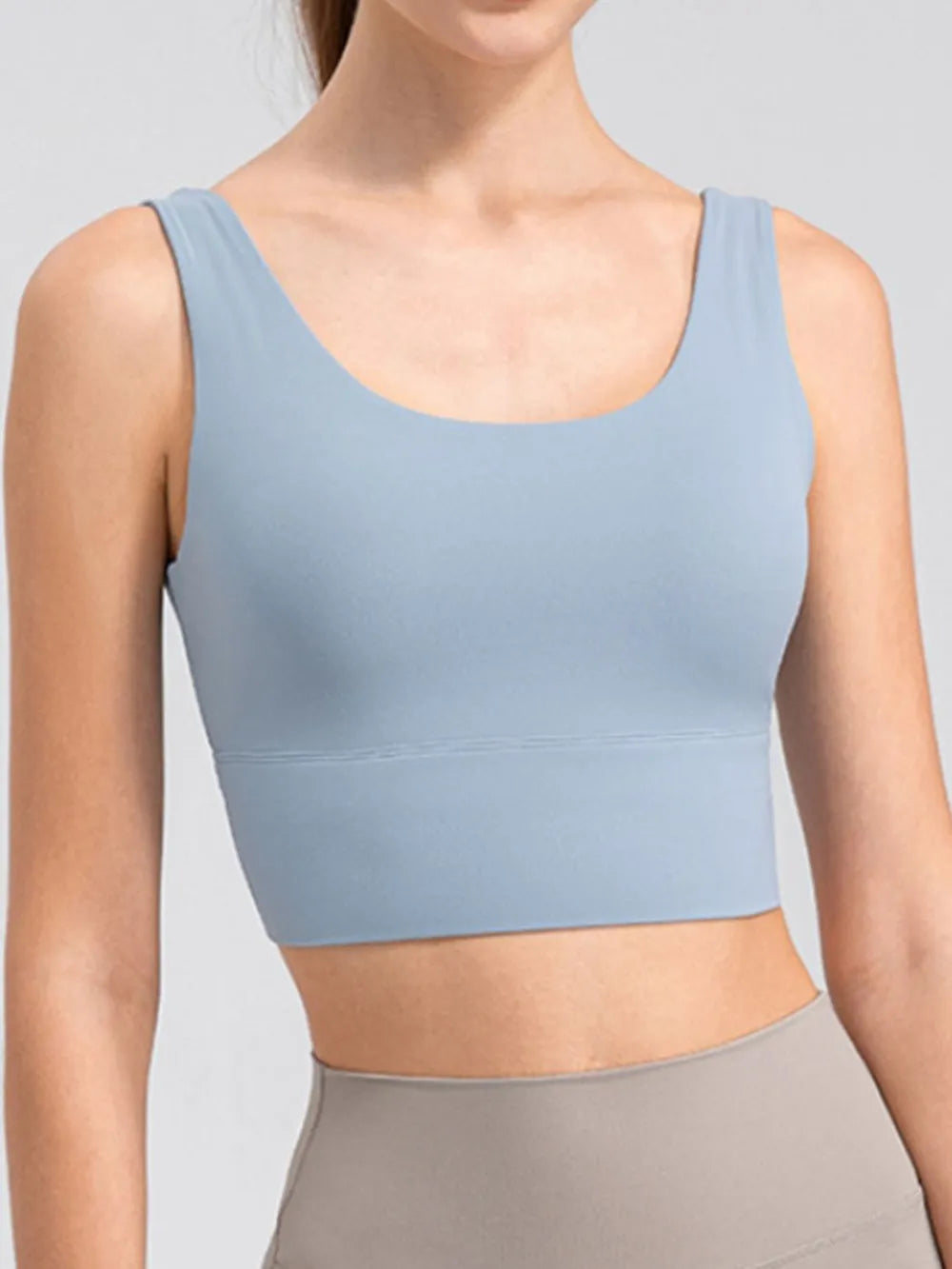 Scoop Neck Wide Strap Active Tank - Ladyez