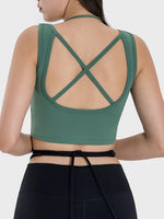 Millennia Crisscross Square Neck Active Tank - Ladyez