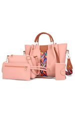 4-Piece Geometric Strap Bag Set - Ladyez