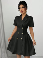 Double-Breasted Short Sleeve Dress
