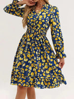 Floral Print Flounce Sleeve Ruffle Hem Dress