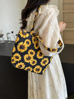 Sunflower Print 3-Piece Canvas Bag Set - Ladyez