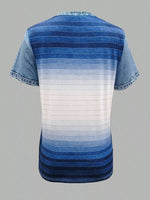 Denim Patchwork Short Sleeve Blouse