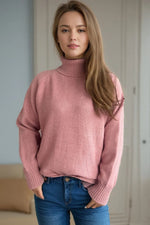 Ribbed Turtleneck Raglan Sleeve Sweater