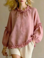 Frill Balloon Sleeve Blouse