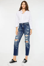 Kancan High Rise Distressed Mom Fit Jeans - Ladyez