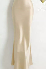 Pearl Strap Cowl Neck Satin Maxi Dress