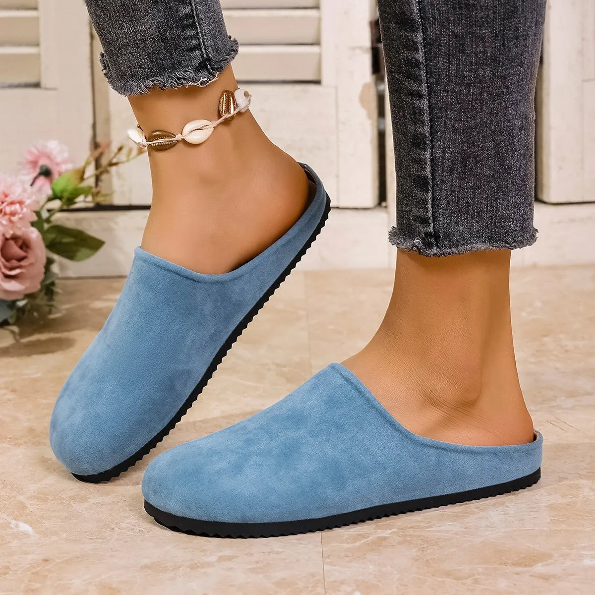 Round Toe Suede Slip-Ons