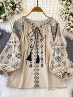 Tie Neck Long Sleeve Blouse