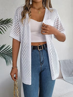 Openwork Open Front Half Sleeve Cardigan