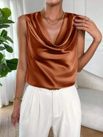Satin Cowl Neck Sleeveless Blouse - Ladyez