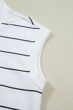 Stripe Color Block Zip V Neck Sleeveless Top