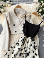 Floral Mesh Dress & Blazer Set