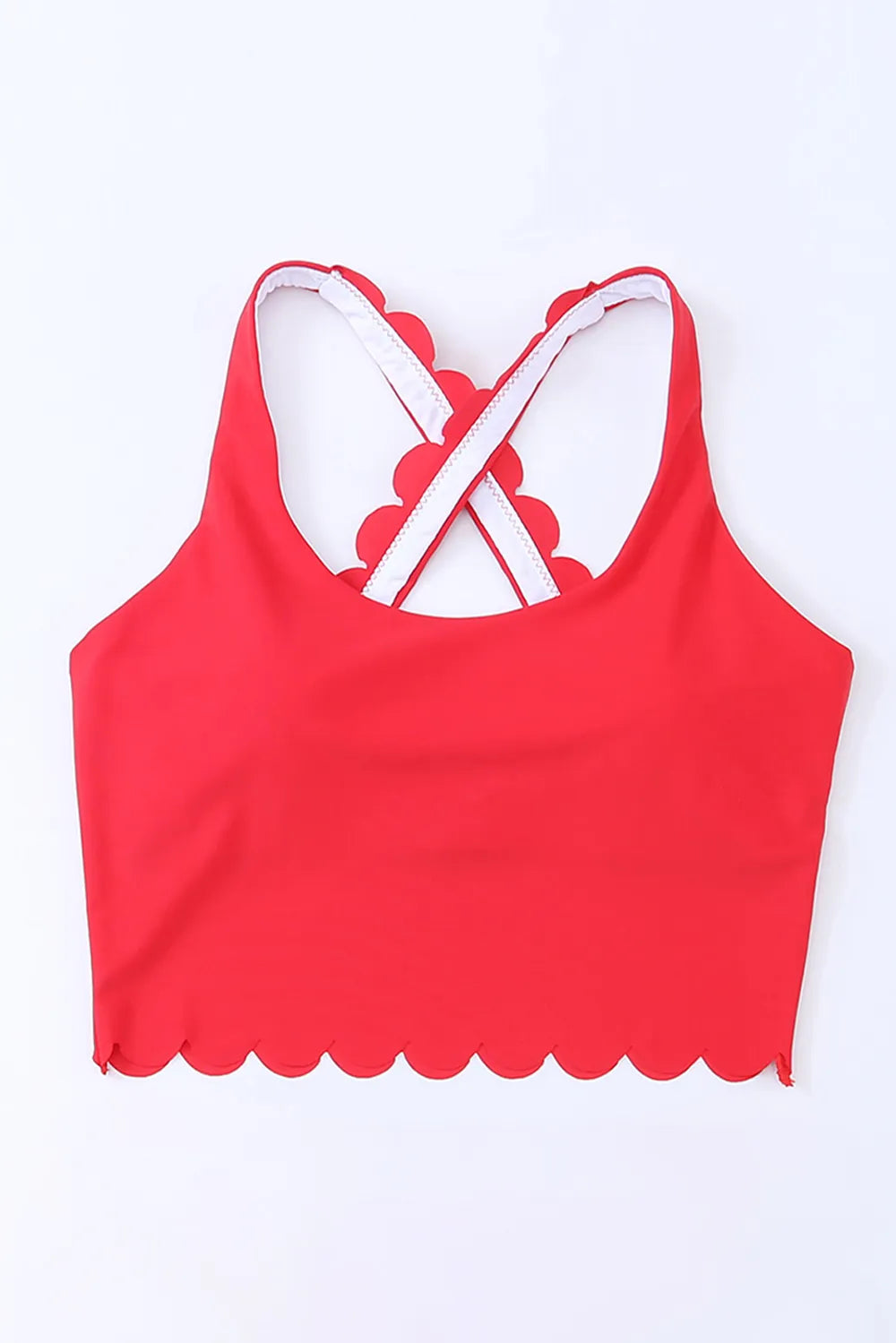 Crisscross Scoop Neck Swim Top - Ladyez