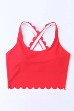 Crisscross Scoop Neck Swim Top - Ladyez