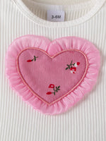 Children's Ruffled Bodysuit and Floral Pants Outfit Set with Headband